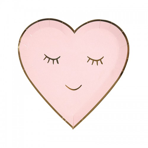 Χάρτινα Πιάτα Καρδιά Σε Ροζ Και Χρυσό - Blushing Heart Plates Meri Meri
