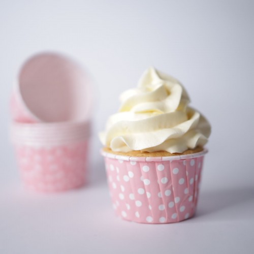 Luxury Baking Cups-Καραμελόχαρτα Ροζ Πουά Σαγρέ SweetStamp