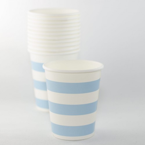 abcJoy γαλάζια ριγέ χάρτινα ποτήρια (12-pack)