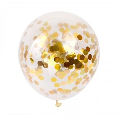 Confetti Balloons 5 Μπαλόνια Με Χρυσό Κομφετί