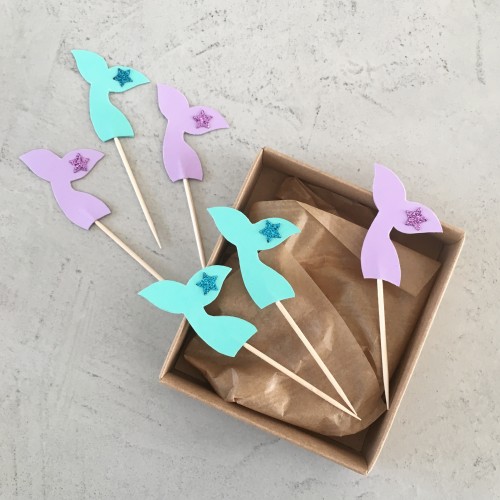 Cupcake Toppers Ουρές Γοργόνας Hand Made by Ministry Of Art (6pcs)