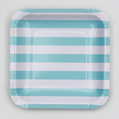abcJoy γαλάζια ριγέ τετράγωνα πιάτα (12-pack)