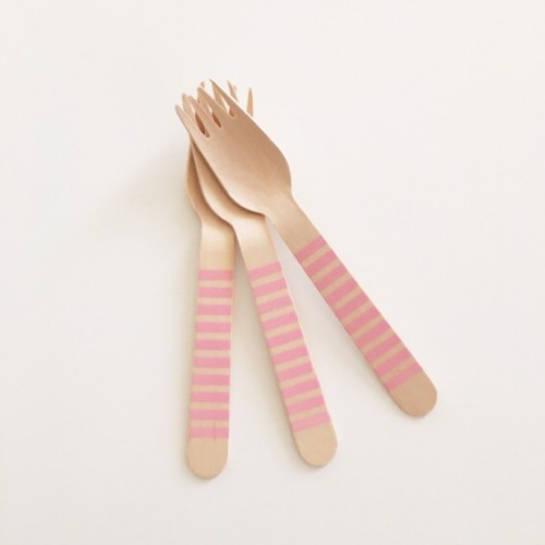 abcJoy ροζ ριγέ ξύλινα πιρουνάκια  (12-pack)