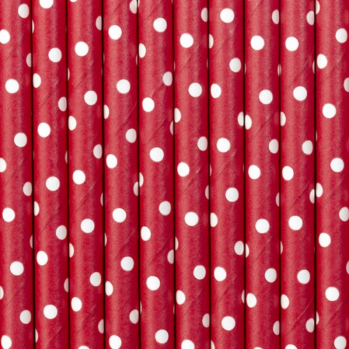 Κόκκινα πουά χάρτινα καλαμάκια 10pcs PartyDeco