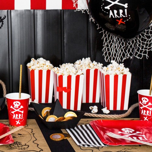 Κόκκινα Ριγέ Popcorn Boxes 6pcs