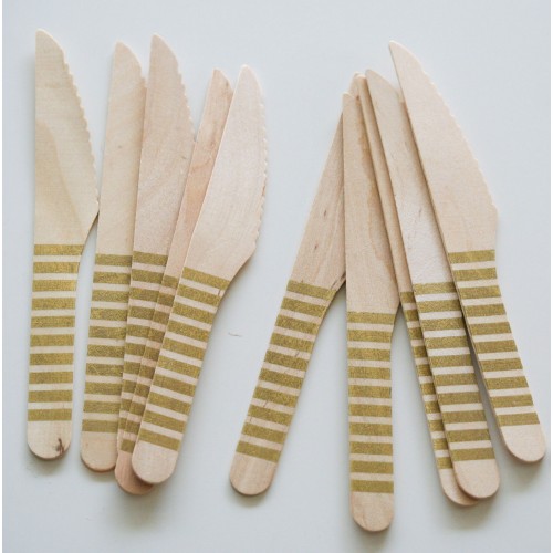 abcJoy χρυσά ριγέ ξύλινα μαχαιράκια  (12-pack)