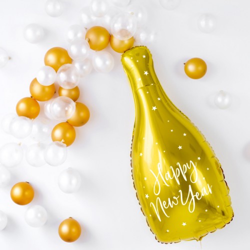 Μεταλλικό Μπαλόνι Μπουκάλι Σαμπάνιας Happy New Year PartyDeco