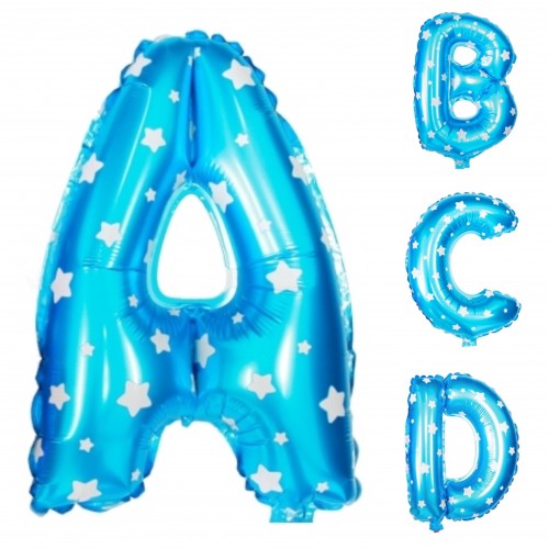 Μπαλόνια Foil Γράμματα 16''-Μπλε με Λευκά Αστέρια