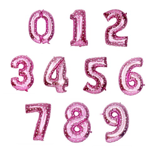 Μπαλόνια Foil 16'' Ροζ με Λευκές Καρδιές-Επιλέξτε Αριθμό