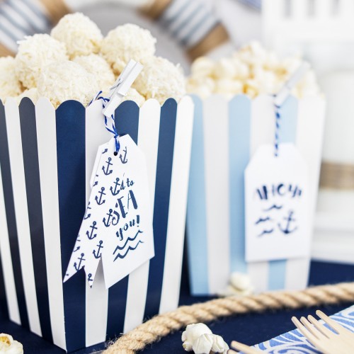 Χάρτινα Popcorn Boxes Μπλε Αποχρώσεις-Κουτιά Για Ποπ Κορν και Γλυκά