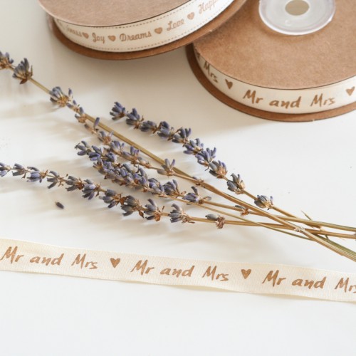 Κορδέλα "Mr and Mrs" Υφασμάτινη-1,5mm