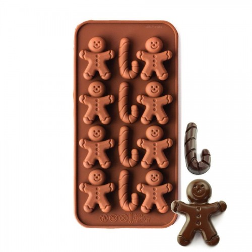 Φόρμα Σιλικόνης Για Σοκολάτα Χριστουγεννιάτικα Γλυκά - Gingerboy & Candy Cane Chocolate Mold N.Y. Cake