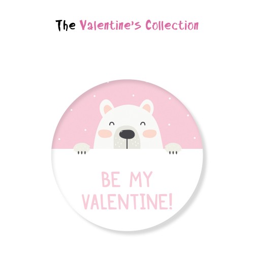 Αυτοκόλλητα Στρογγυλά για Συσκευασίες Valentine Stickers Pink Teddy Bear