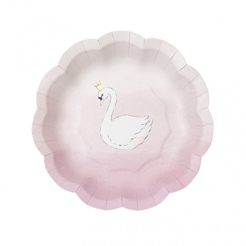 Χάρτινα Πιάτα Κύκνος We ♥ Swans Gold Foil Paper Plates(12-pack)-Talking Tables
