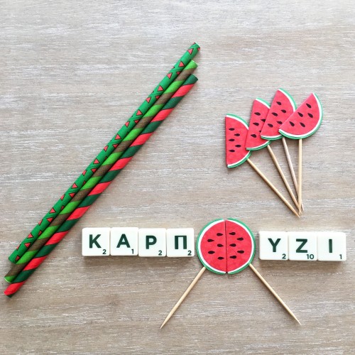 Cupcake Toppers Καρπούζι Hand Made by Ministry Of Art (6pcs)