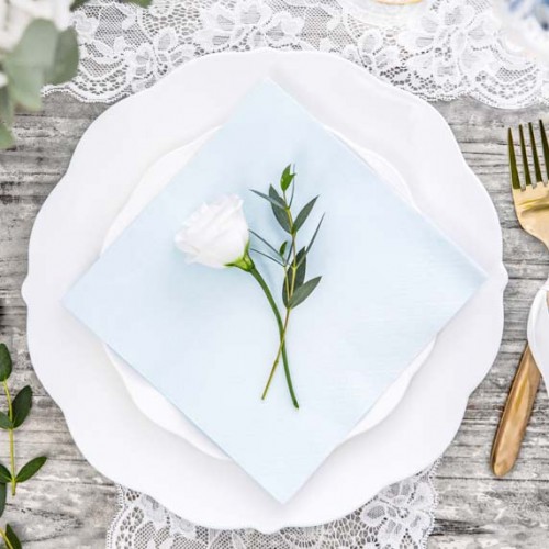 Μονόχρωμες Παστέλ Γαλάζιες Χαρτοπετσέτες 20-pack