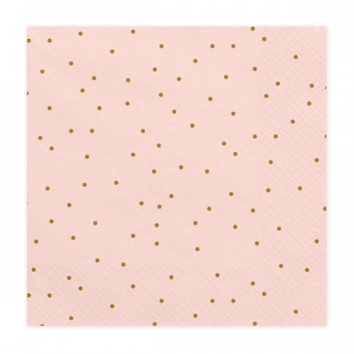 Χαρτοπετσέτες Ροζ Με Χρυσό Πουά PartyDeco